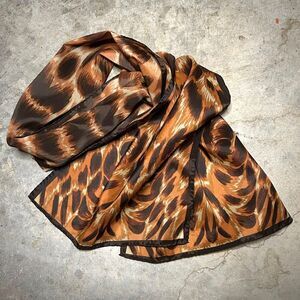 Nasharr Freres Ltd 60s/70s Animal Print Polyester Scarf Vintage Made in Japan